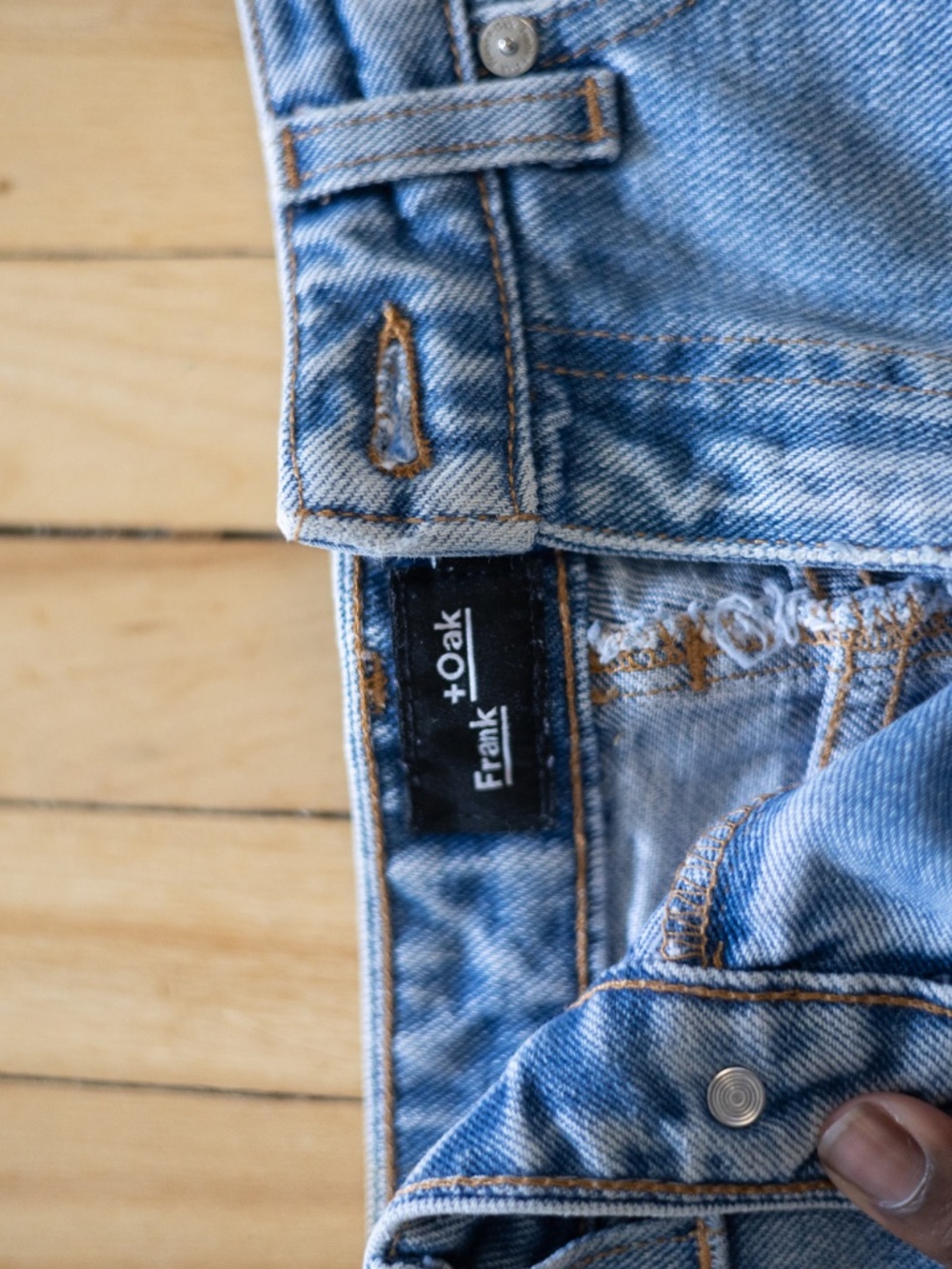 Frank & Oak Light Wash Straight Short Jeans | Size 28